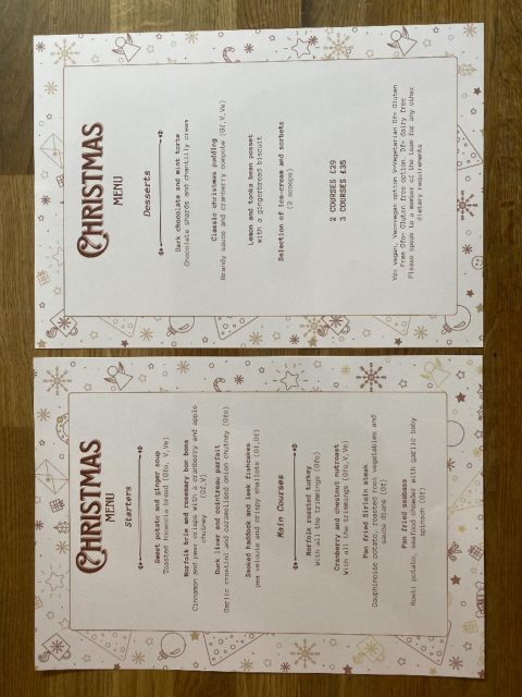 🎄Our Festive menu is here!🎄This evening marks the start of our delicious festive menu!This menu is only available via pre-order, so make sure you give us a call or drop us an email to book in so you don’t miss out!#christmas #festive #festivemenu #cromer #goodfood #xmas