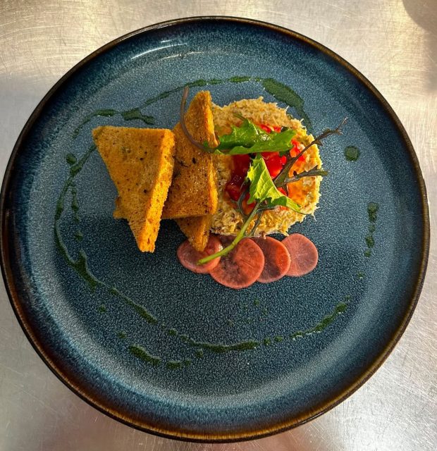 Cromer Crab Tian, one of our yummy gluten free starters 🦀 #cromer #crab #gibsons #food #summer