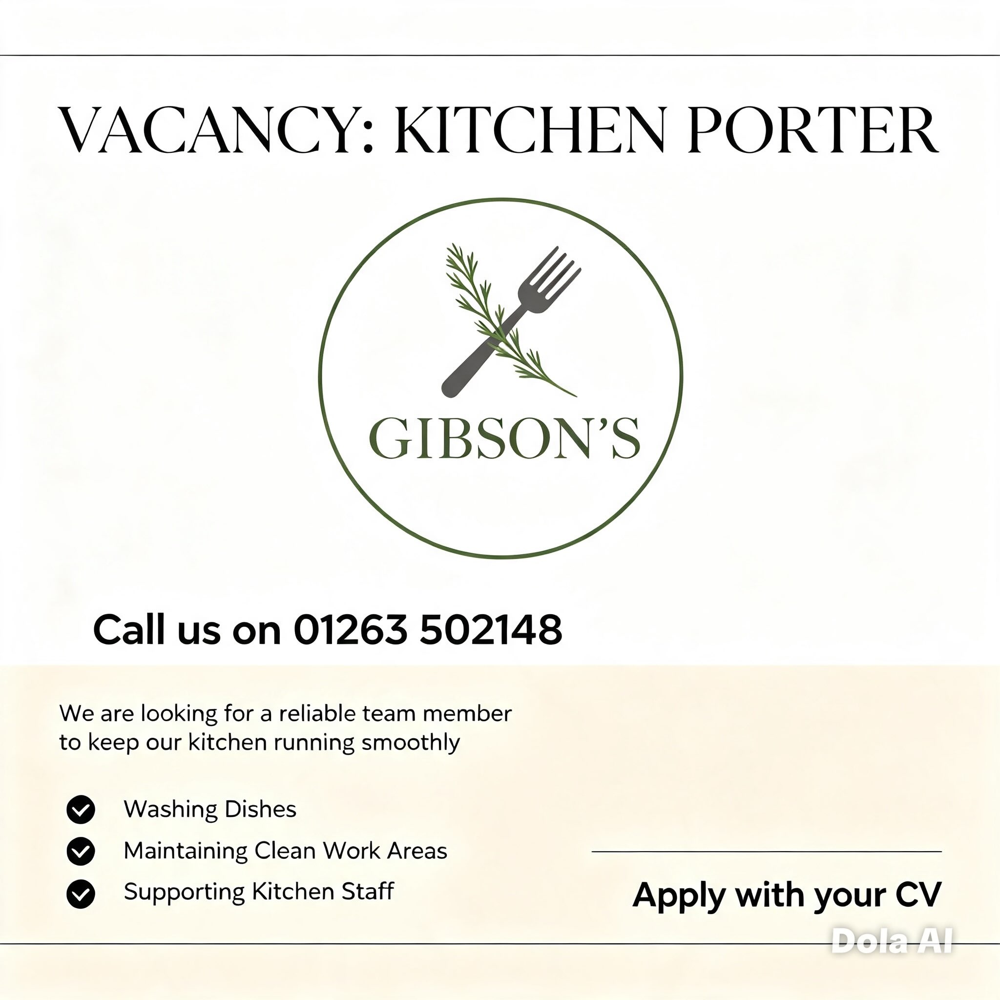 Come join our friendly team at Gibson’s!Must be flexible to work evenings, weekends and school holidays.Drop in and see us, call us or email us at
Enquiries@gibsonscromer.co.ukCan’t wait to hear from you.Over 16’s only#cromer