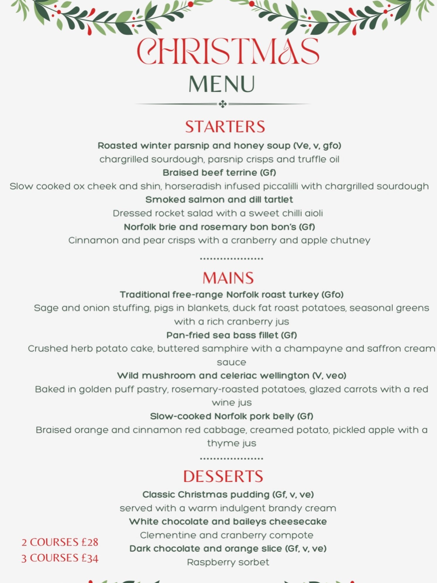 It's that time of year again to be thinking about christmas.....Introducing our festive menu starting Friday the 27th November 🎄Available by pre-order only...
⭐️ 2 courses £28
⭐️ 3 courses £34Any large party please contact us to enquire.
Private hire available 🎉Opening hours
Monday, Tues, Friday and Saturday 10am-10pm
Sunday 10am-7pmLooking forward to seeing you all over the christmas period 🎅🏼#christmasmenu #letsparty #roastturkey #mulledwine